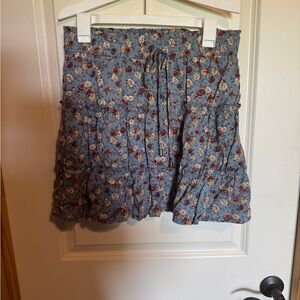 Indigo Rising Floral‎ Blue Skirt Size Medium